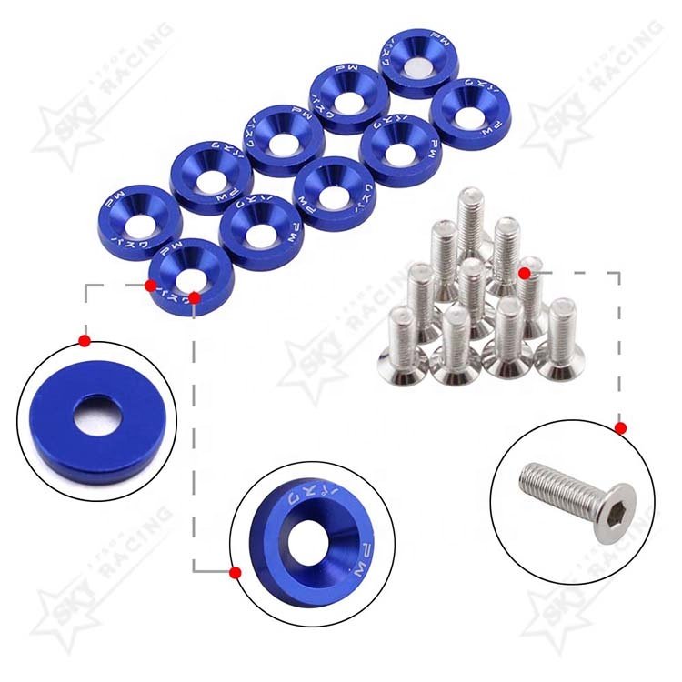 JDM Auto Modification Arruela Anodizado Engraved M6 Countersunk Concave Convex Fender Washers Bumper Quick Release Fasteners