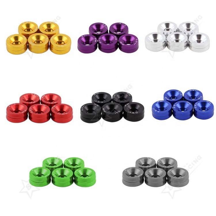 JDM Auto Modification Arruela Anodizado Engraved M6 Countersunk Concave Convex Fender Washers Bumper Quick Release Fasteners