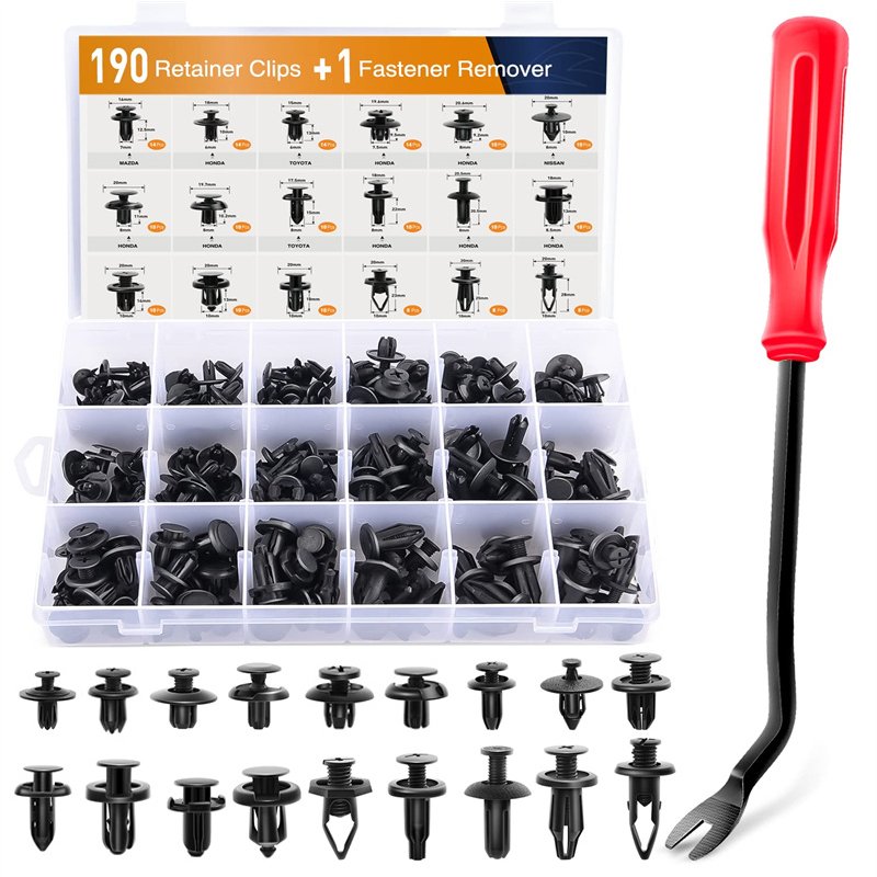 191Pcs Automotive Car Retainer Clips Plastic Fasteners Kit Fender Rivets Kits Most Popular Sizes Auto Push Pin
