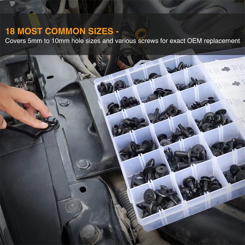 191Pcs Automotive Car Retainer Clips Plastic Fasteners Kit Fender Rivets Kits Most Popular Sizes Auto Push Pin