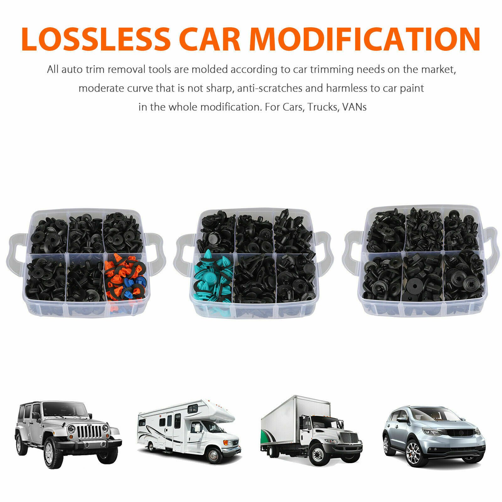 635pcs Car Plastic Fastener Clips Set with Box Mixed Auto Body Push Retainer Pin Rivet Bumper Door Trim Panel Fastener Clip Kit