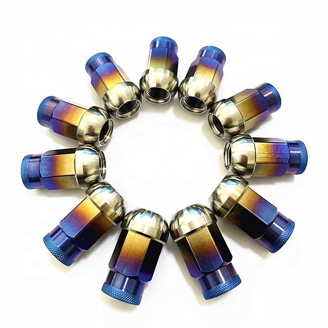 M14*1.5 Ball Seat Open Ended Spherical Wheel Gr5 Titanium Lug Nuts for Porsche 911