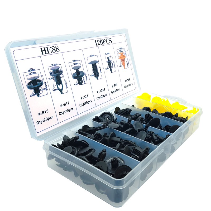 120PCS/set Universal Auto Rivet Clips Plastic Fastener Rivets Clips Set Body Clips Assortment HE88