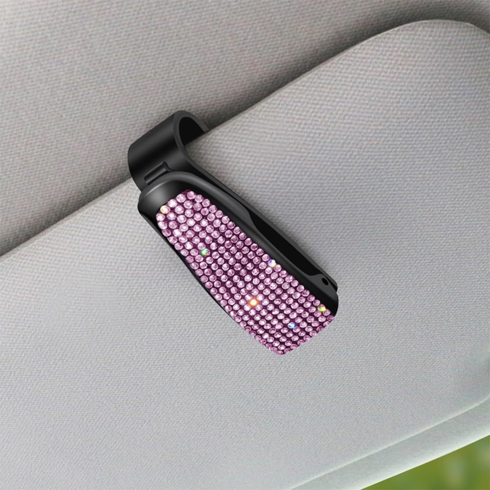 Customizable LOGO multi-functional car diamond-set glasses clip Car visor bill file Sunglasses storage clip Auto parts