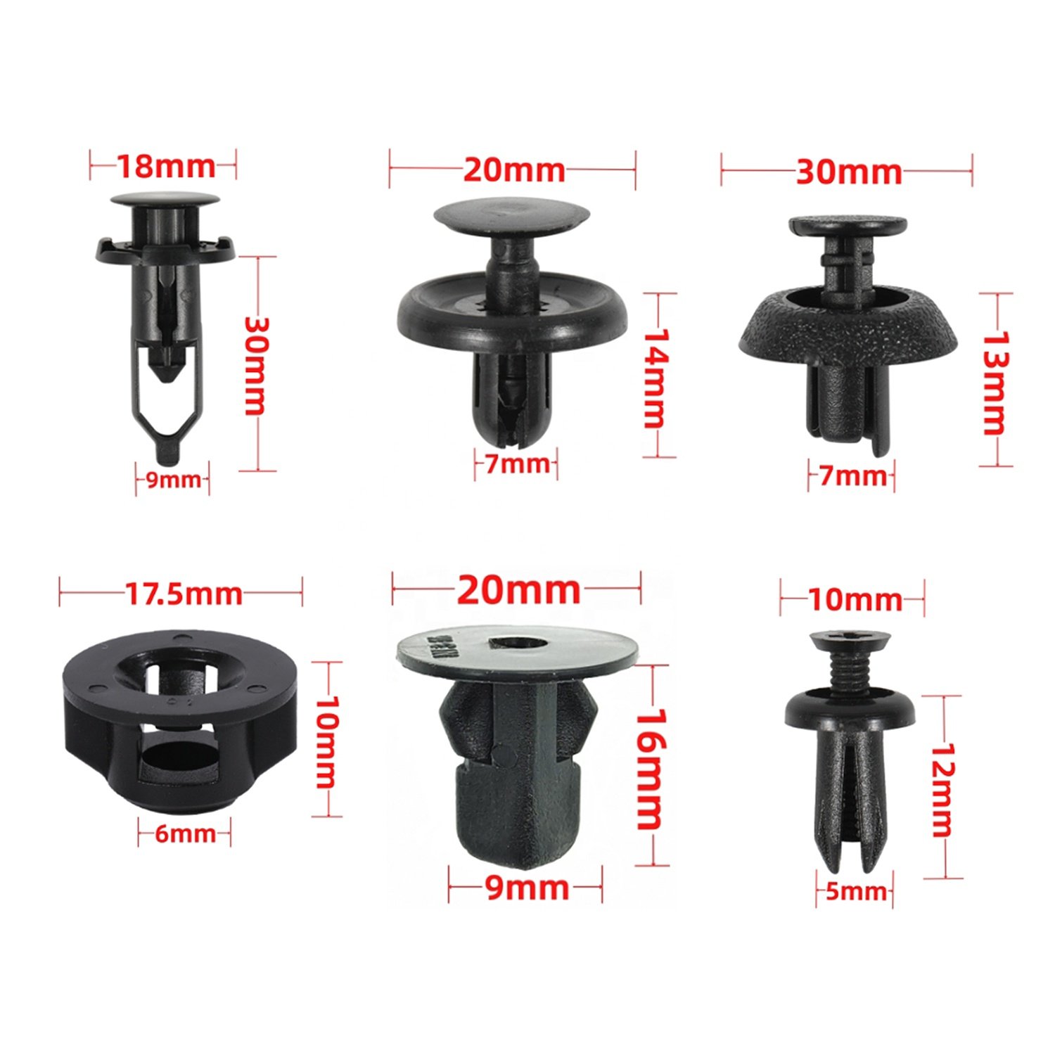 110Pcs 6kinds Nylon Plastic Car Push Retainer Clips Auto Body Fasteners Assortment Clips Rivet Bumper Kit for Toyota