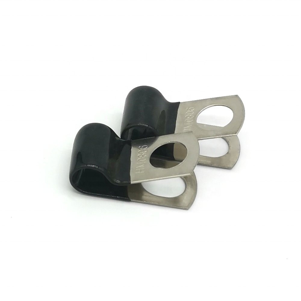 Factory Price Customized PVC Coated P Clamps Zinc Finished Rubber Insulated P-Clips with Stainless Steel PVC Lined Pipe Clamp