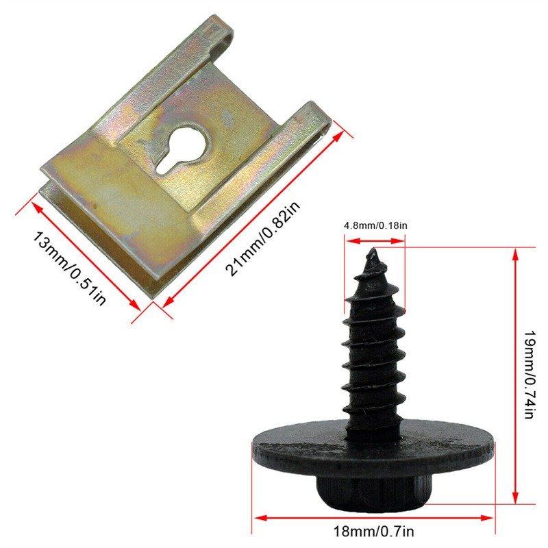40Pcs Auto Steel Clip Nut Fastener Screw Base U Type J98 Nut Mounting Retainer Clips Car Engine Fender Bumper Guard Plate Clamp