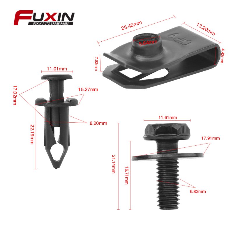 metal U type fender liner lining guard plate nut retainer car engine panel fixed clamp fastener clips self tapping screw base