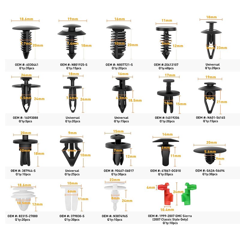 425 Pcs 19 Popular Sizes Car Body Retainer Clips Set Tailgate Handle Rod Clip Fastener Remover Auto Push Pin Rivets