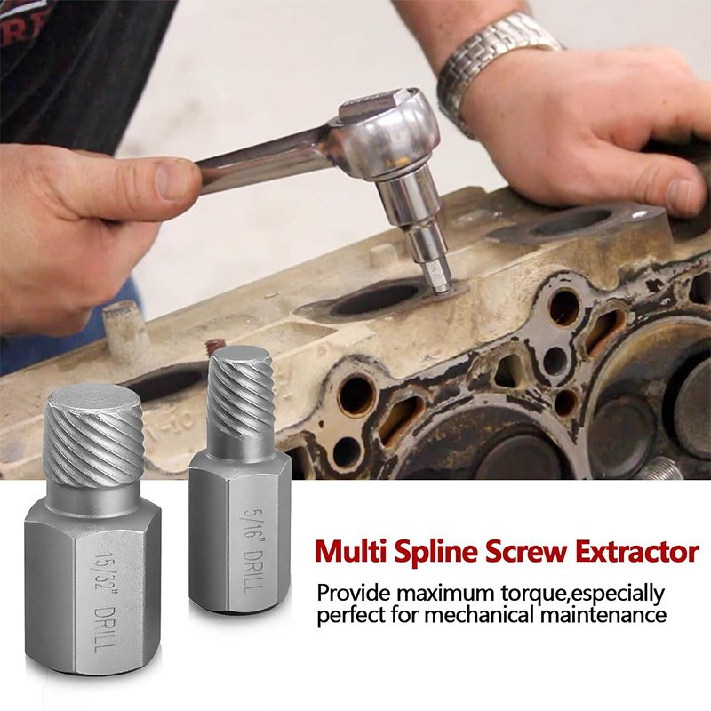 25-Pieces Heavy-Duty Screw Extractor Set Hex Head Multi-Spline Easy Out Bolt Extractor Set