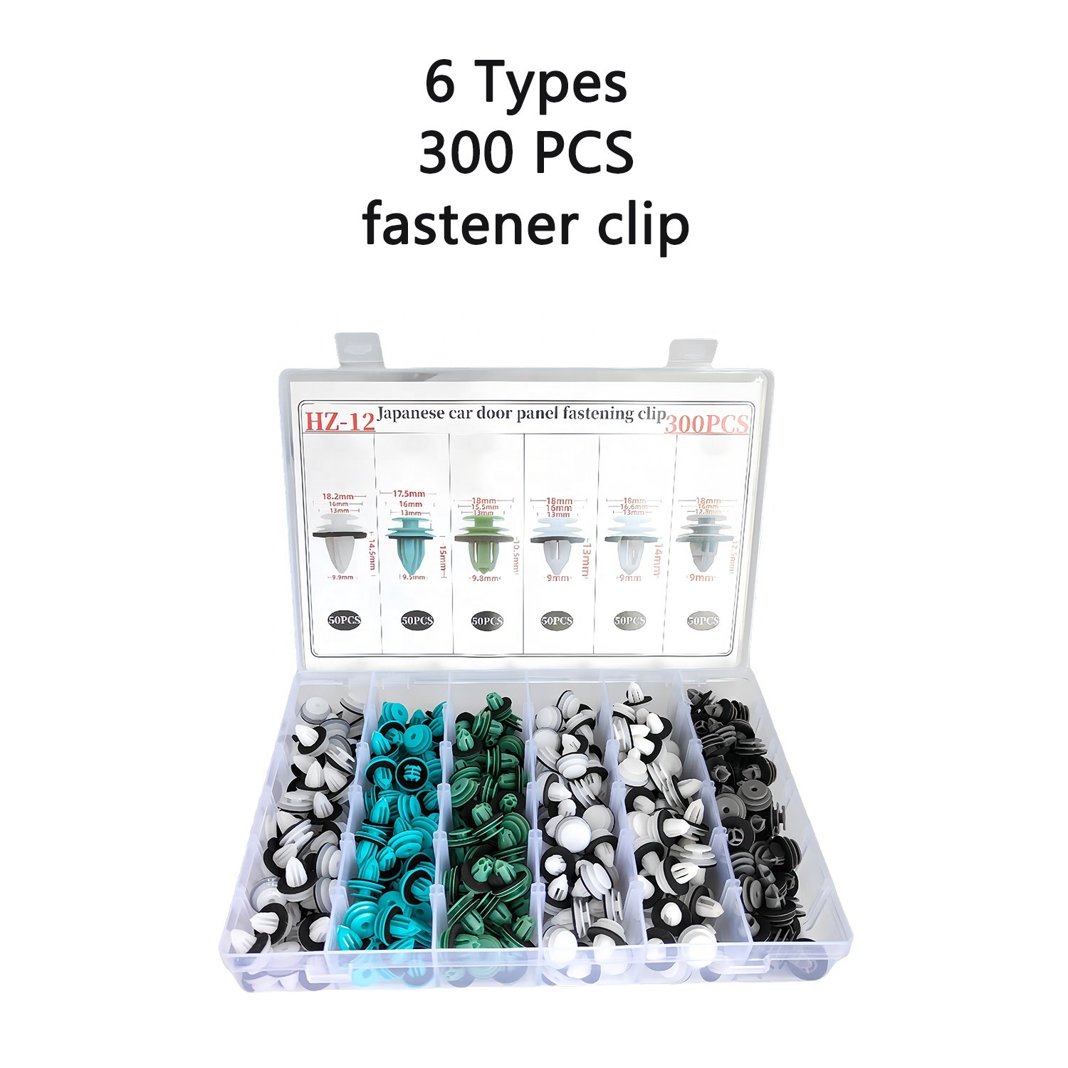 300Pcs 6types car body fastener door panel and interior panel clips sets