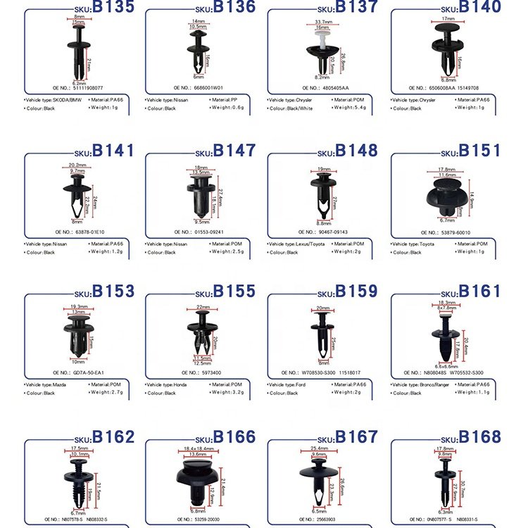 Genuine Factory Sales B160 POM 8mm Fastener Rivets Vehicle Car Bumper Door Screw Clips ForJapan Car