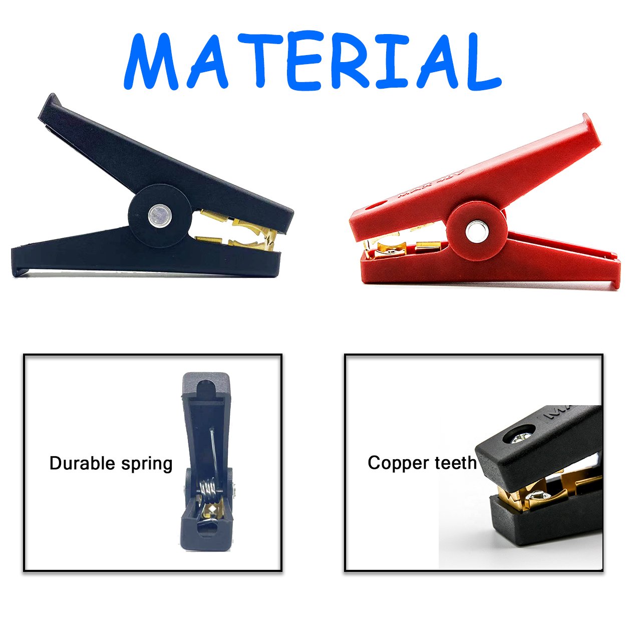 200A Electrical crocodile alligator Battery Insulated Clamp Plastic Handle test alligator Clip for Car Rechargeable-Red&Black