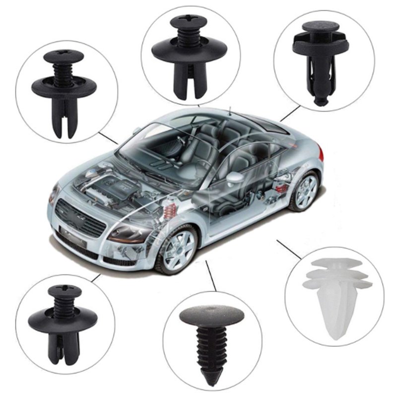 100pcs Auto Fastener Clip Kit Mixed Car Body Push Retainer Pin Rivet Bumper Door Trim Panel Retainer Fastener Made Plastic Nylon