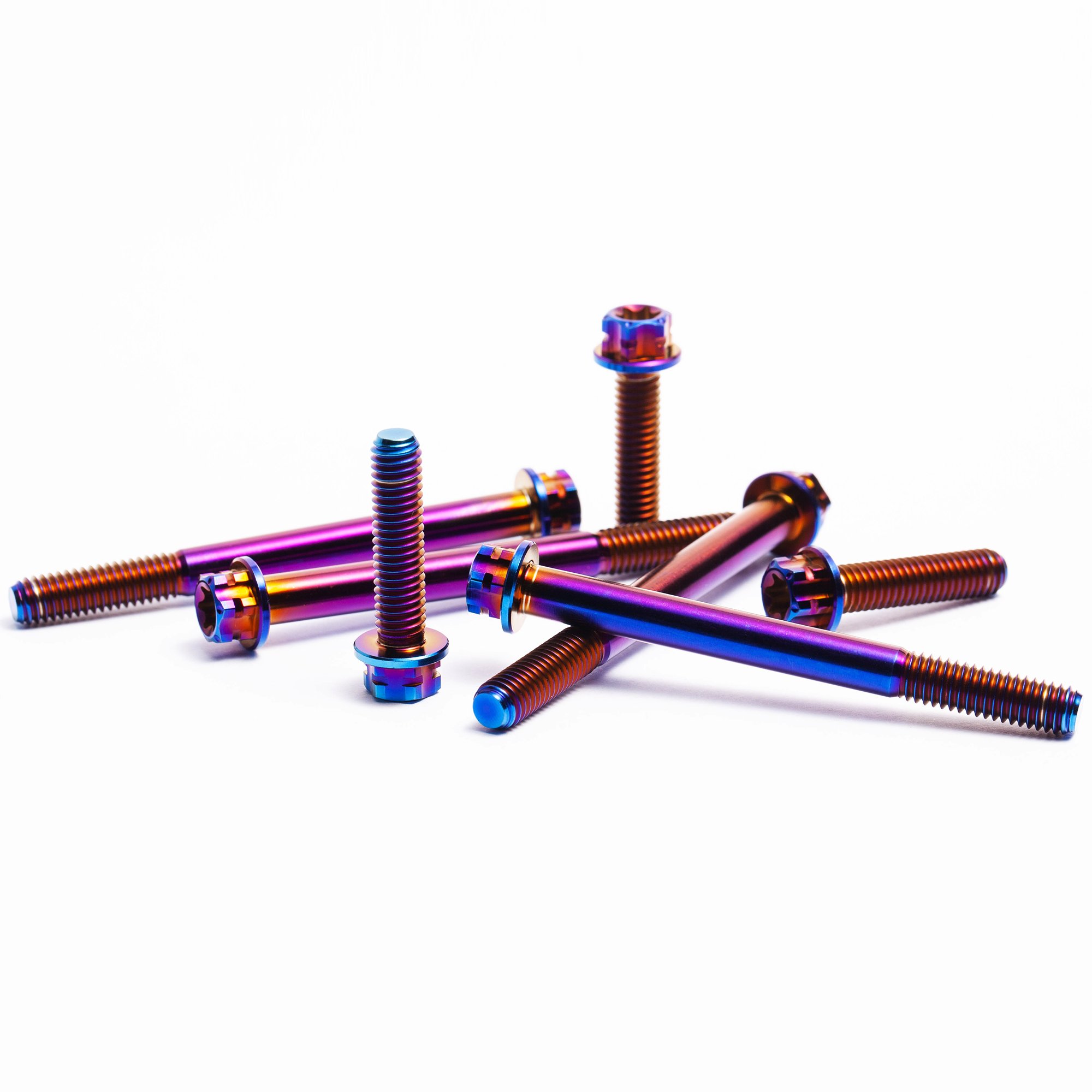 Titanium Alloy TC4 Outer Hexagon Flange Bolt Blueing ISO Metric Fastening Screws for Automotive Modification