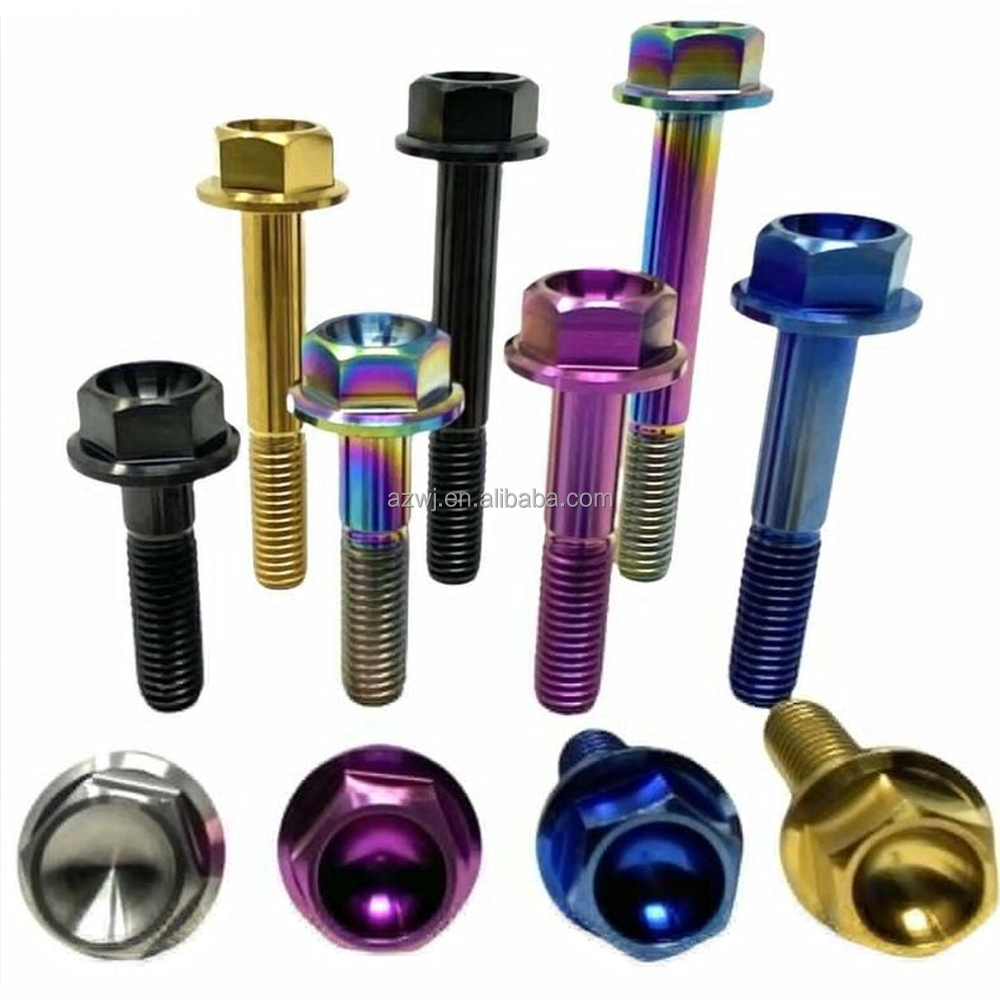 Fasteners M8 M10 M12 Gr2 Gr5 Baut Titanium Bolts M8 Titanium Bolt And Nut Alloy Hex Cap Polishing Bolts For Motorbike