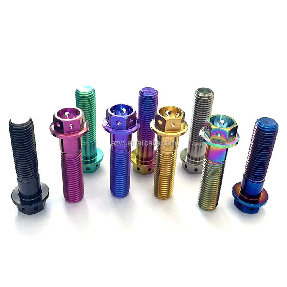 Fasteners M8 M10 M12 Gr2 Gr5 Baut Titanium Bolts M8 Titanium Bolt And Nut Alloy Hex Cap Polishing Bolts For Motorbike