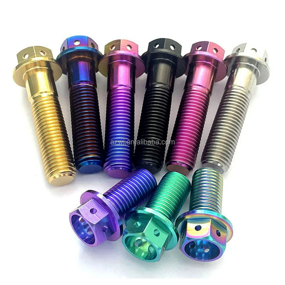 Fasteners M8 M10 M12 Gr2 Gr5 Baut Titanium Bolts M8 Titanium Bolt And Nut Alloy Hex Cap Polishing Bolts For Motorbike