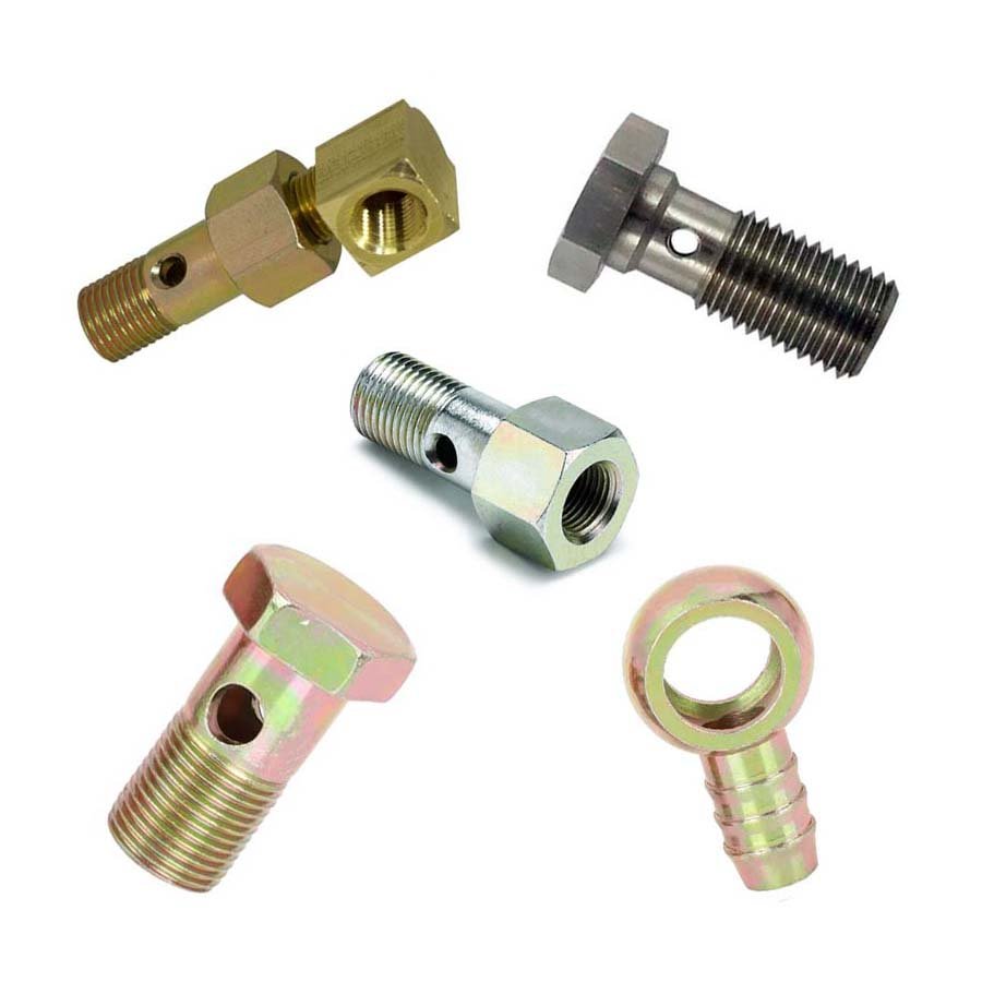 Npt 7/16-20 Titanium Stainless Steel Custom Hollow Banjo Screw Hex Head Bolt with Hole M10 M12 M14 M11x1.25 with Sealing Washer