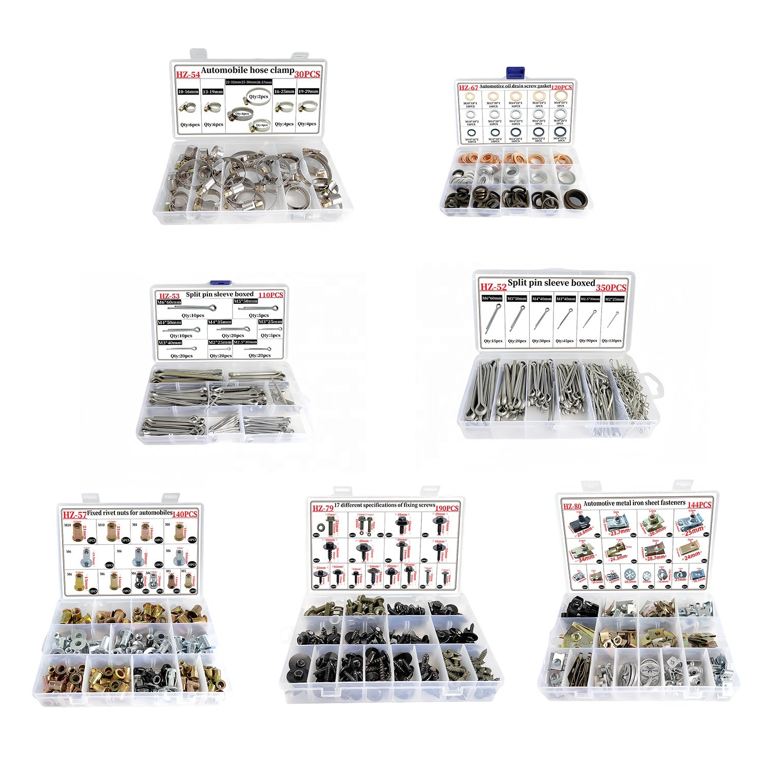 15types 120PCS Automotive metal fasteners screws bolts copper washers aluminum washers set