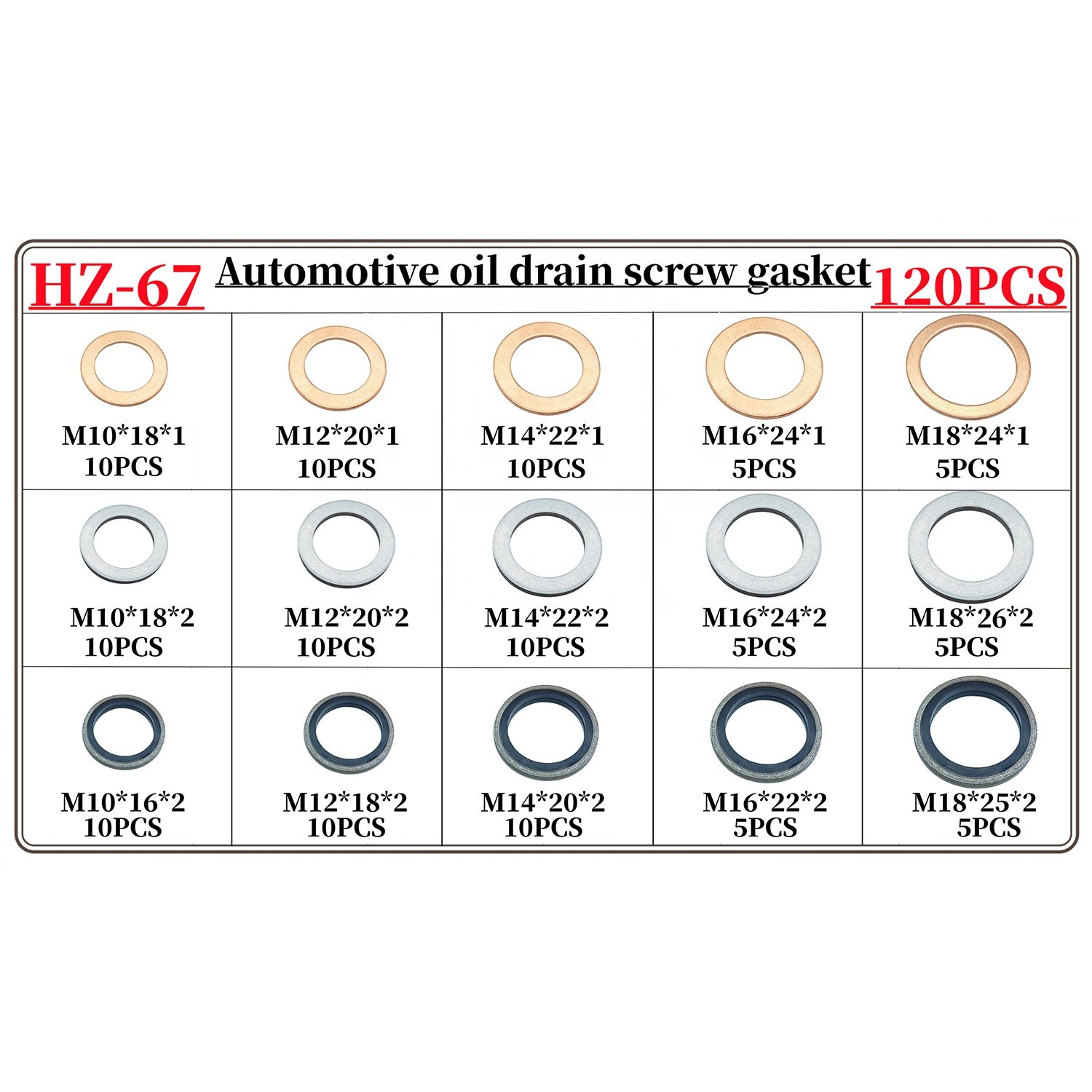 15types 120PCS Automotive metal fasteners screws bolts copper washers aluminum washers set
