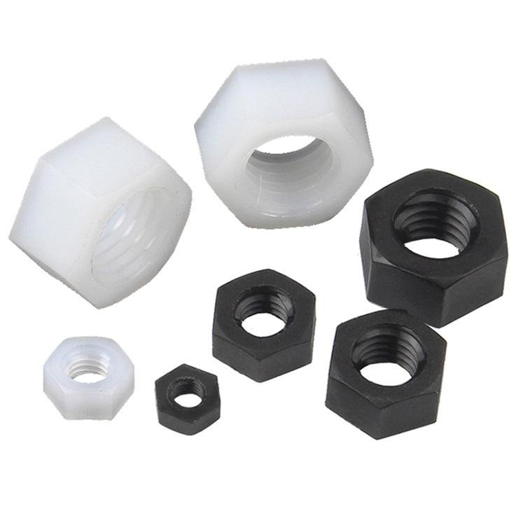 Din934 M2~M20 Black/White Automobile Fastener Nylon Hex Nut Hexagon Plastic Nuts Metric Thread Suit For Screws Bolts