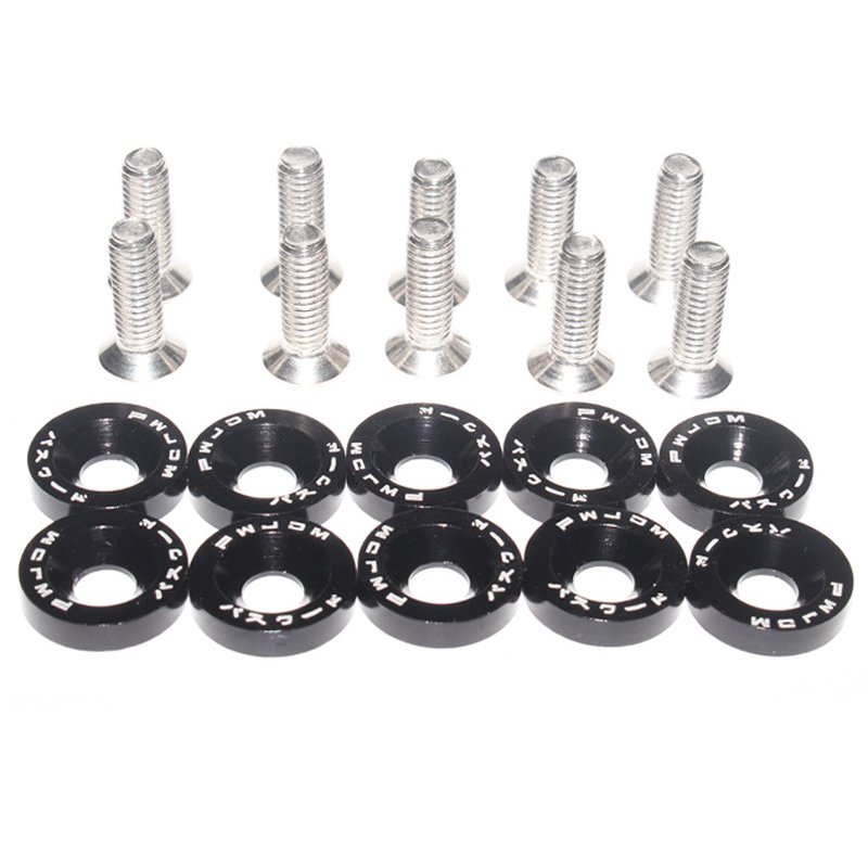 SDPSI10pcs Car Modified Hex Fasteners Fender Washer Bumper Engine Concave Screws Aluminum JDM Fender Washers and M6 Bolt for Hon