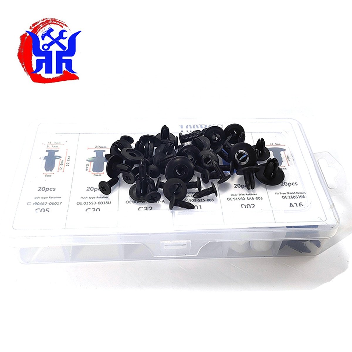 Universal Auto Rivet Fastener plastic Car Body Trim Clips 100pcs