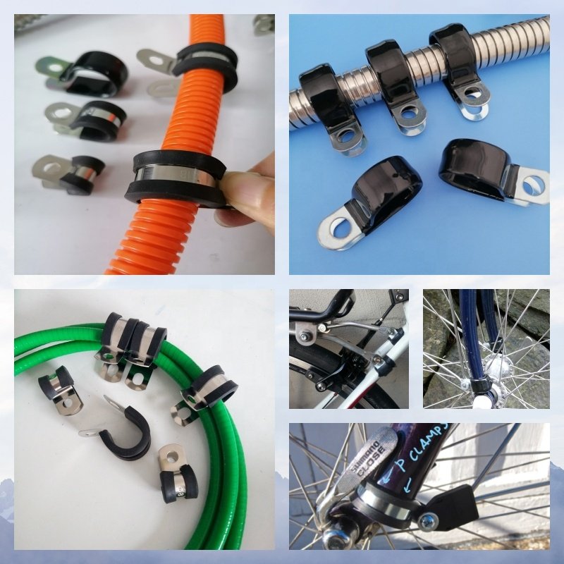 12mm-4-50mm Bandwidth Steel Metal Clamp with Zinc Finish Rubber Cushion Wire Clip for Tube Pipe or Wire Cord Installation