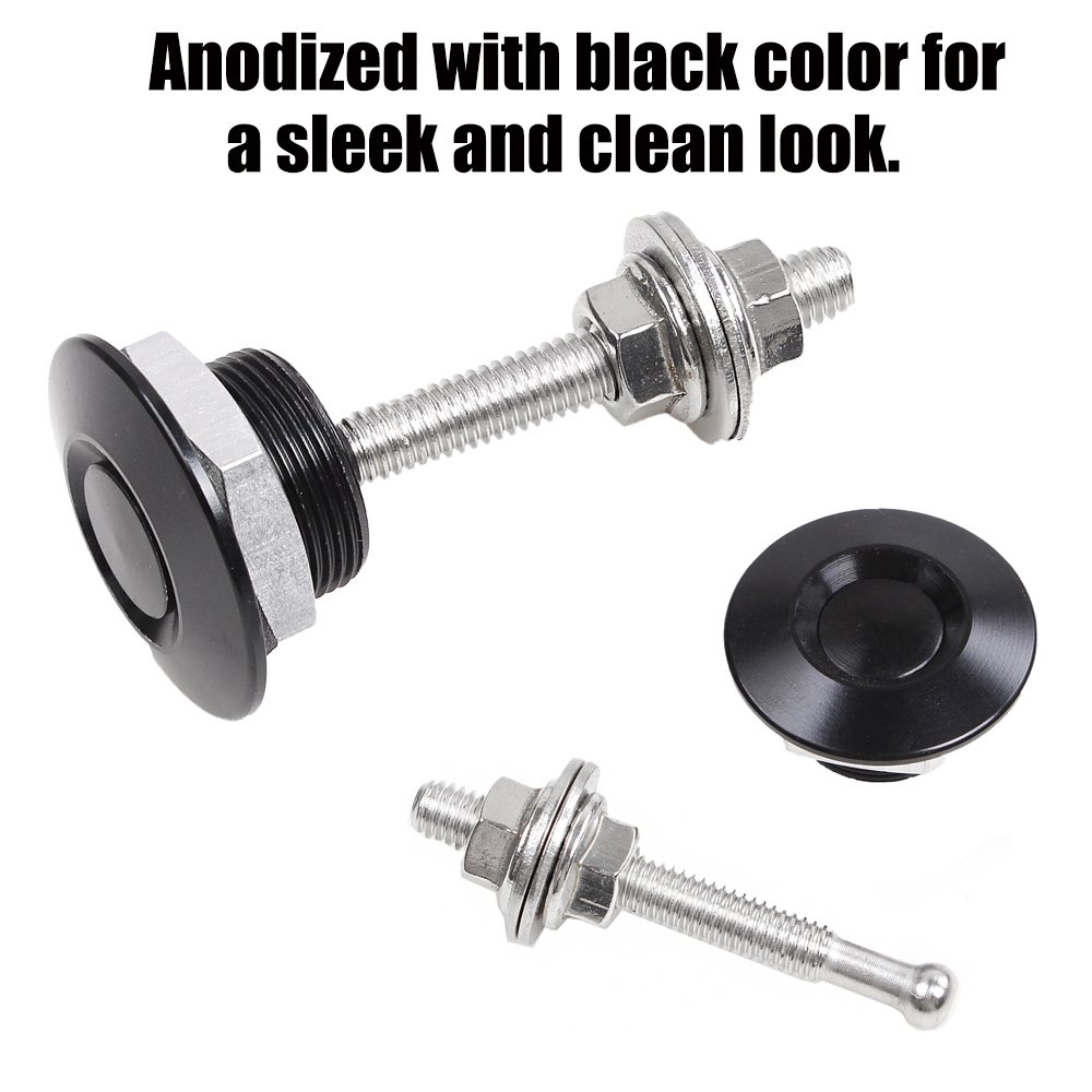 Universal Style Push Button Billet Hood Pins Lock Clip Kit Car Quick Pins