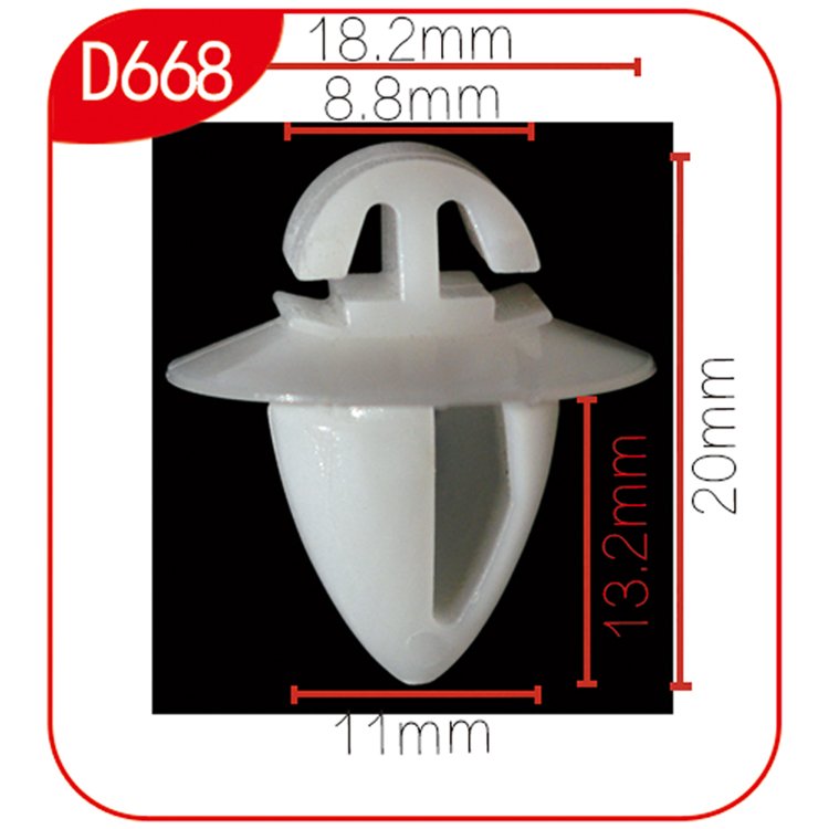D668 China Factory Supply Push Type Retaining Plastic Door Panel Clips