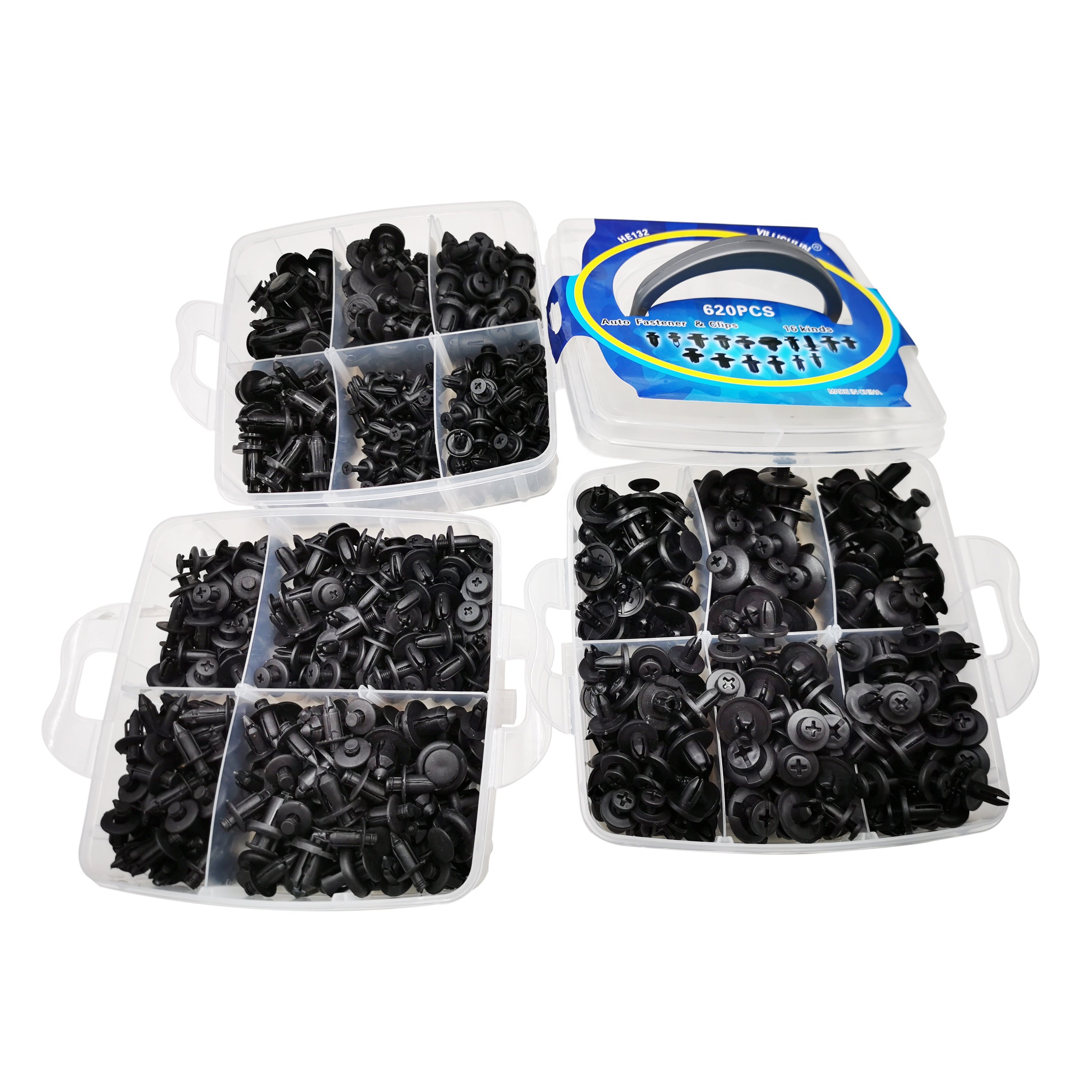 HE132 Car Push Retainer Clips & Plastic Fasteners Kit 620pcs