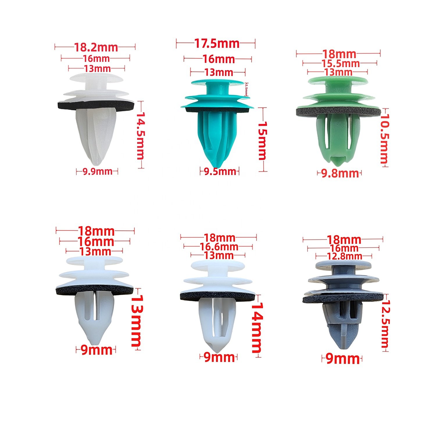 300Pcs 6types Car Body Fastener Door Panel and Interior Panel Clips Sets