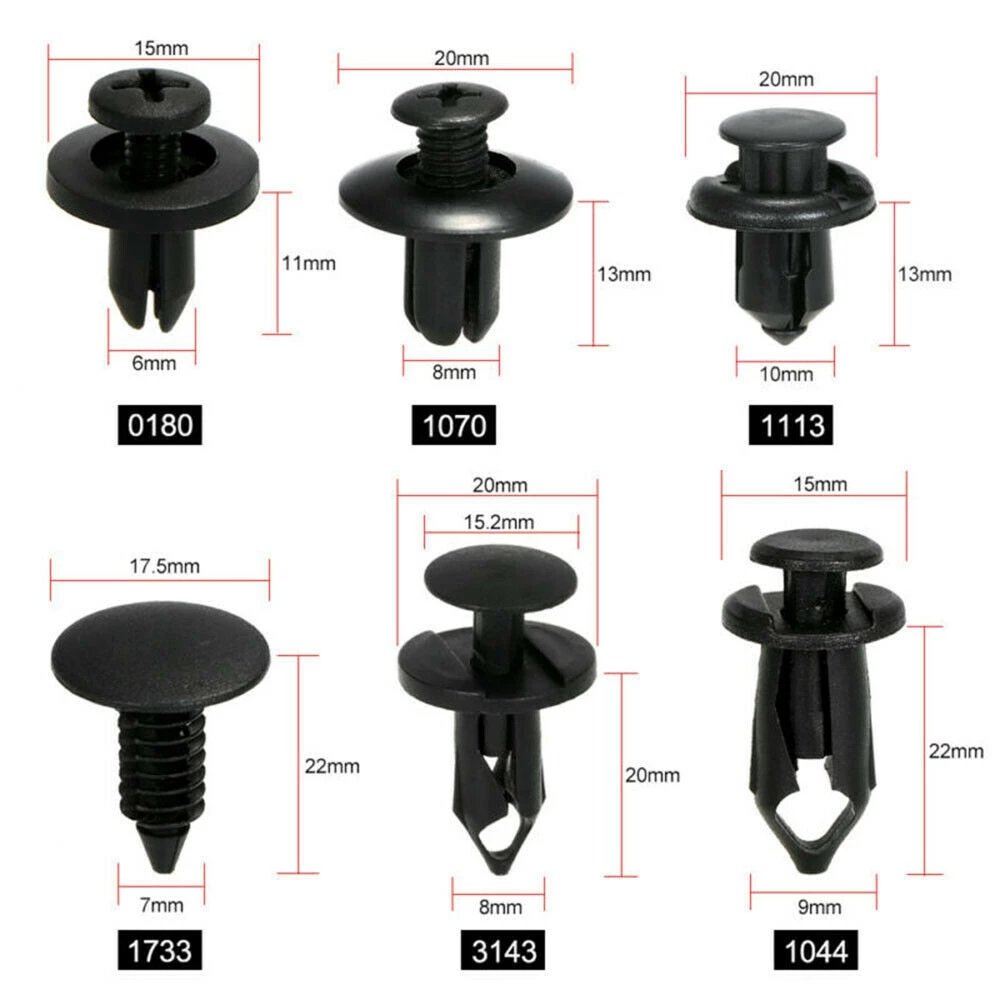 OEM C0314 6 Size 190Pcs Auto Fastener Clips Vehicle Retainer Rivet Door Panel Fender Liner Bumper Fender Plastic Mixed Car Clip