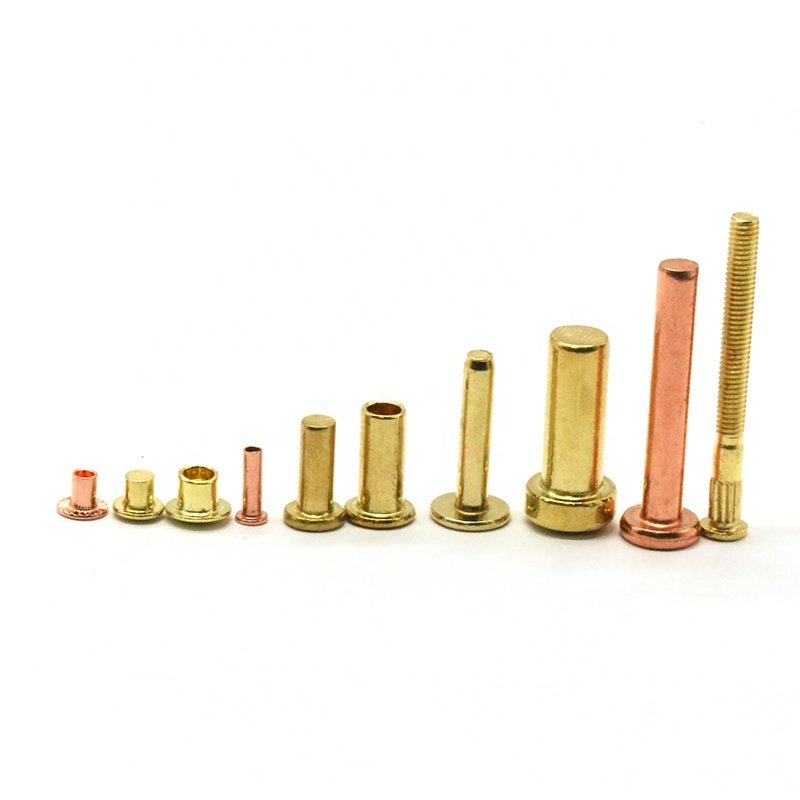Custom Metal Flat Solid Tubular Rivets Flat Fasteners Clips Automotive Auto Brake Brass Fasteners Custom Brass Rivet Fasteners