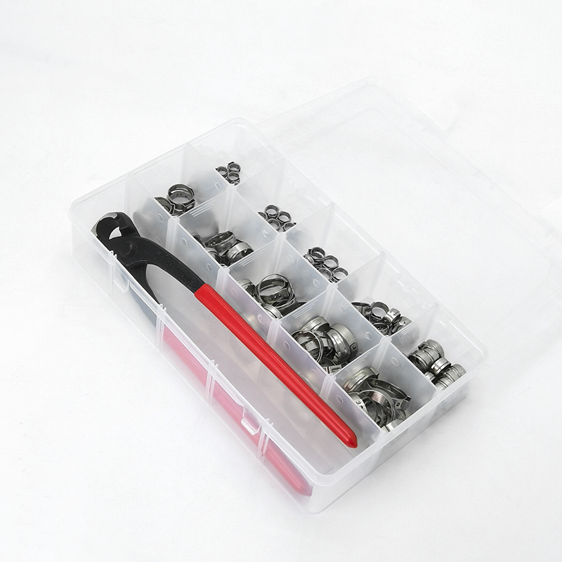 ss304 hose clamp Single Ear Stepless Clips stainless steel pipe clamp PEX In Stock Clamps customized plier SET