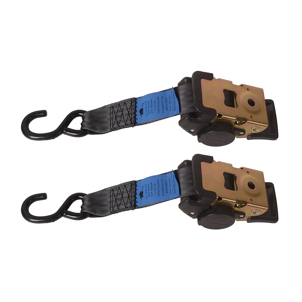 Motorcycle tie down iron 50mm width*3m length auto retractable tie down strap