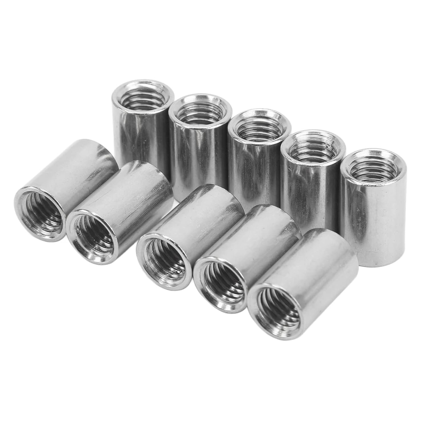 Round Connector Nuts, Carbon Steel Round Coupling Nut, Female Thread Sleeve Rod Bar Stud Round Coupling Connector