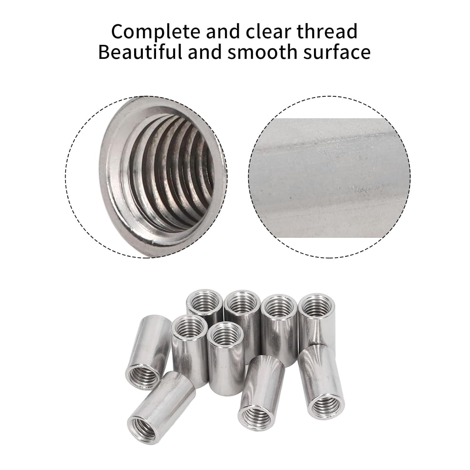 Round Connector Nuts, Carbon Steel Round Coupling Nut, Female Thread Sleeve Rod Bar Stud Round Coupling Connector