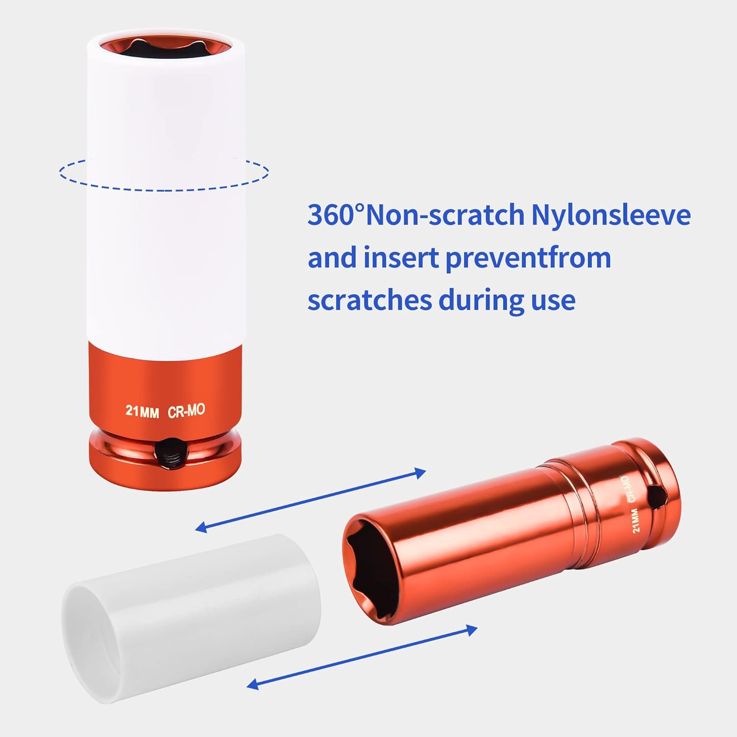 3Pcs Socket Tool Kit 1/2 for Wheel Nut Protector Impact Socket Set Protective Sleeve Pneumatic Fastener Lug Nut Socket