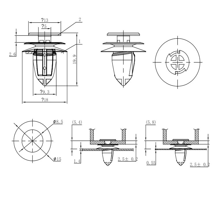 Universal Concealed Push Clip Car Trim Retainer Plastic Fasteners for Heat Insulation Panel