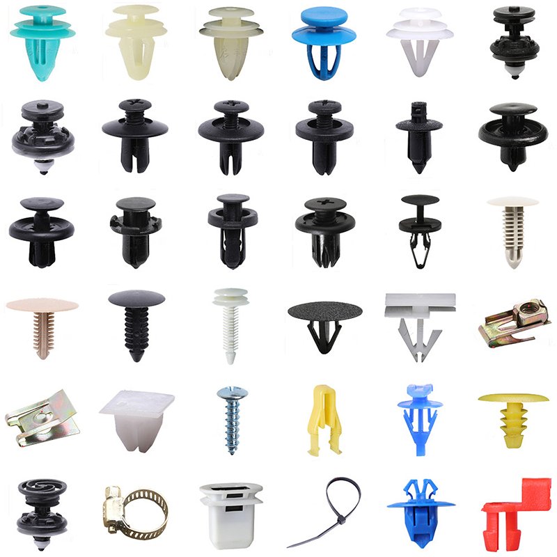 C0333 200 Pcs Universal Plastic Fender Clips, Push Bumper Fastener Rivet Clips with 6 Size Body Retainer Bumpers Clips