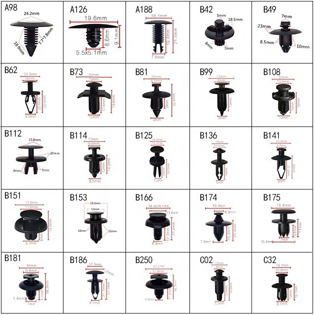 Plastic auto buttons snap head rivet fasteners plastic clips
