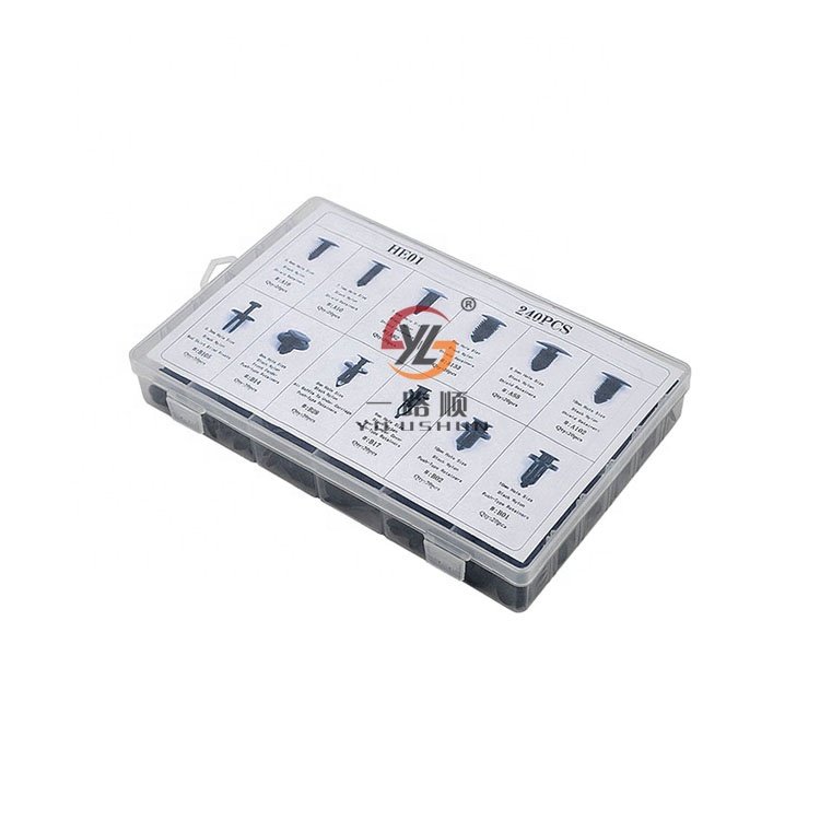 YILUSHUN ODM CN;HEB HE01 100 Fastener Rivets Clips Set Bumper Retainer Kit Plastic Box 240PCS Plastic OEM Colourful High-quality