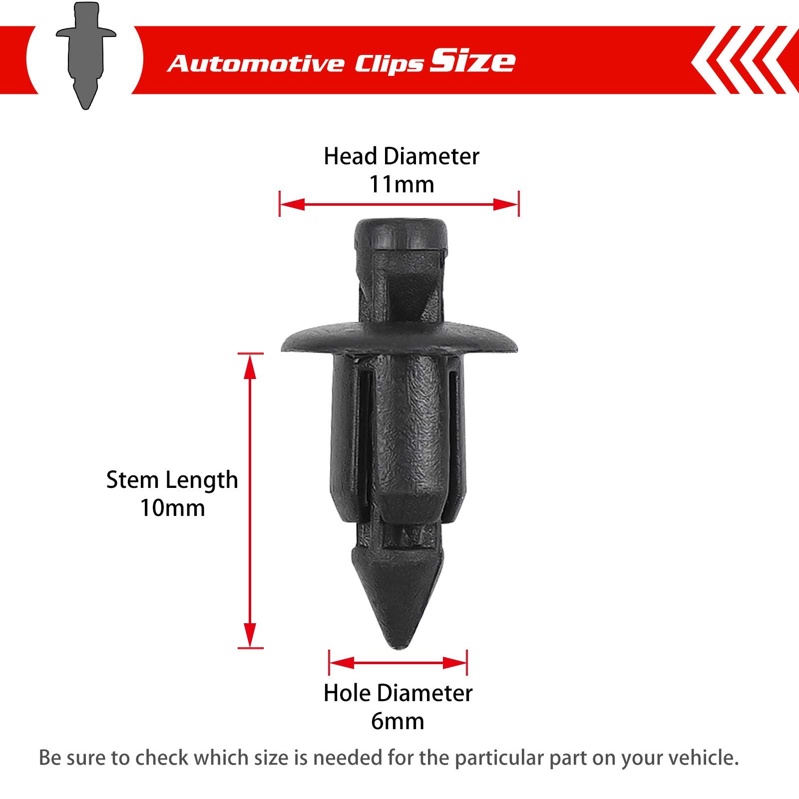 6 mm Mounting Clips Motorcycle Trim for Honda,Bombardier, Kawasaki, Kymco, Polaris, Suzuki, Universal, Yamaha