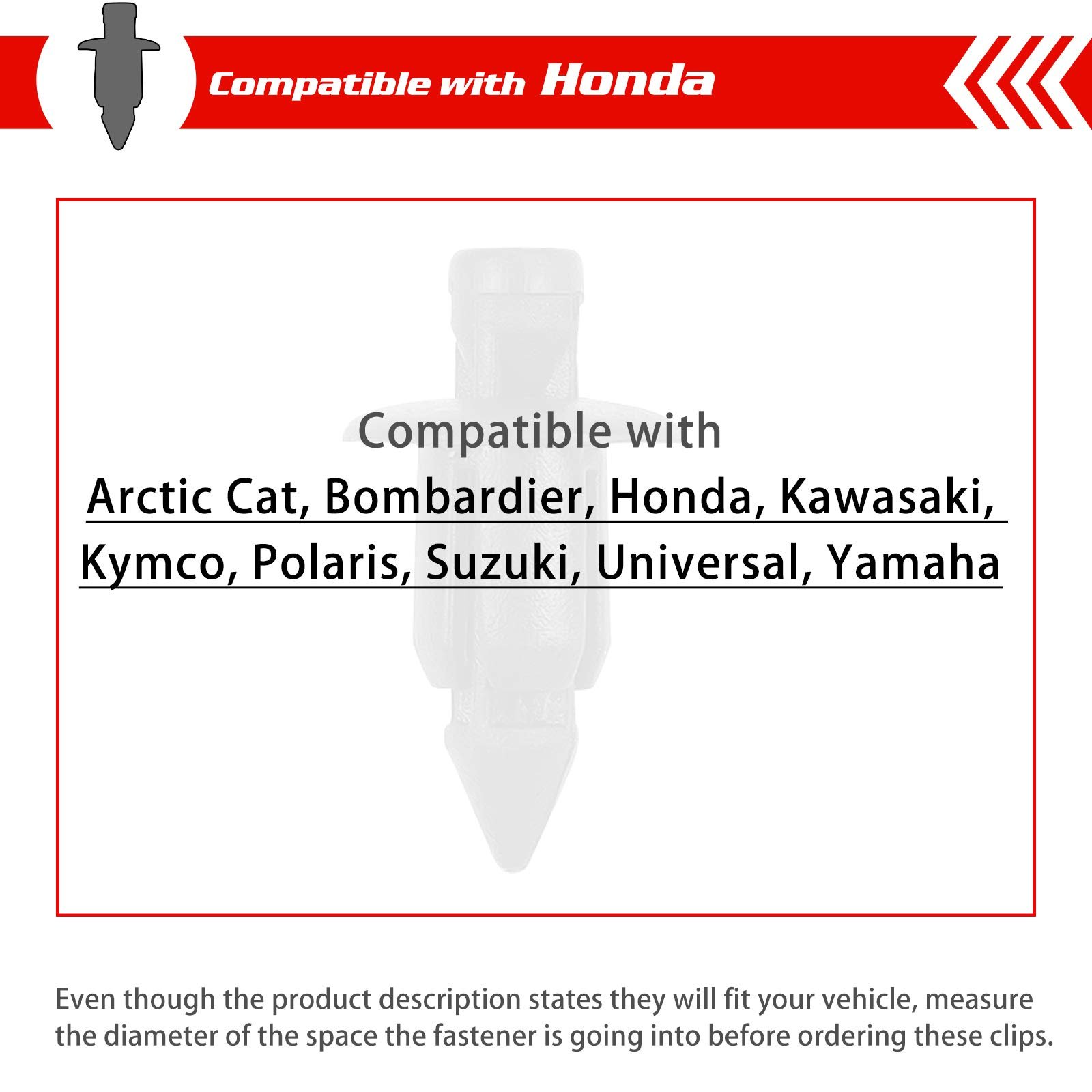 6 mm Mounting Clips Motorcycle Trim for Honda,Bombardier, Kawasaki, Kymco, Polaris, Suzuki, Universal, Yamaha