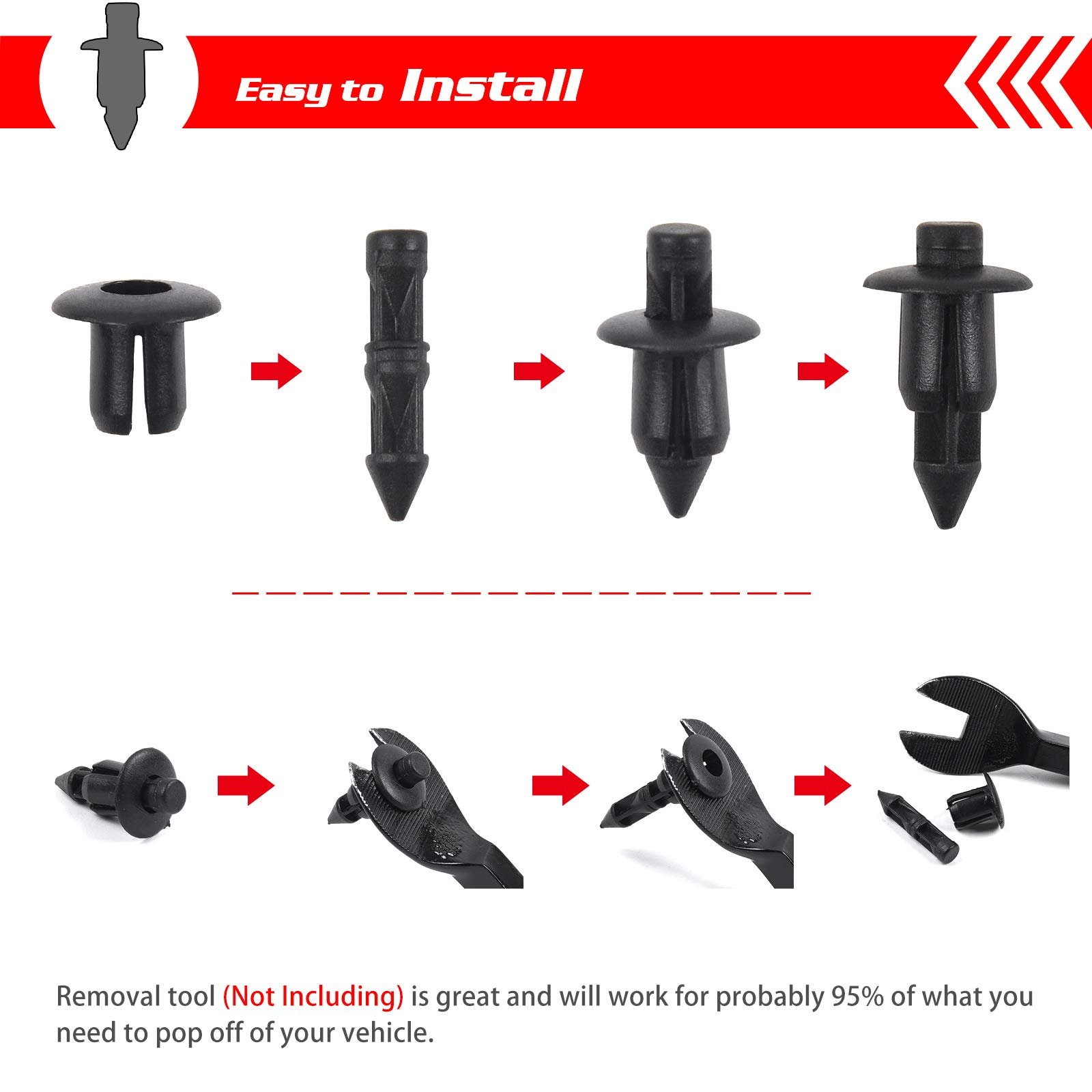 6 mm Mounting Clips Motorcycle Trim for Honda,Bombardier, Kawasaki, Kymco, Polaris, Suzuki, Universal, Yamaha