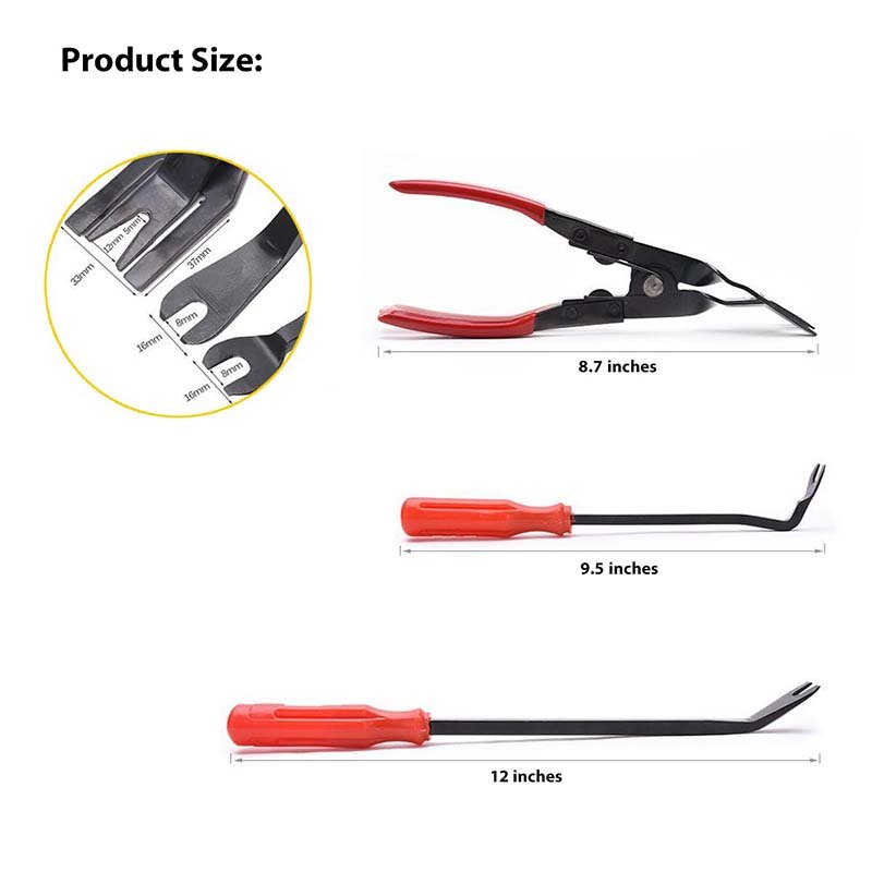 3Pcs Car Door Panel Clips Pliers Trim Removal Rivets Fastener Puller Repair Tool Set