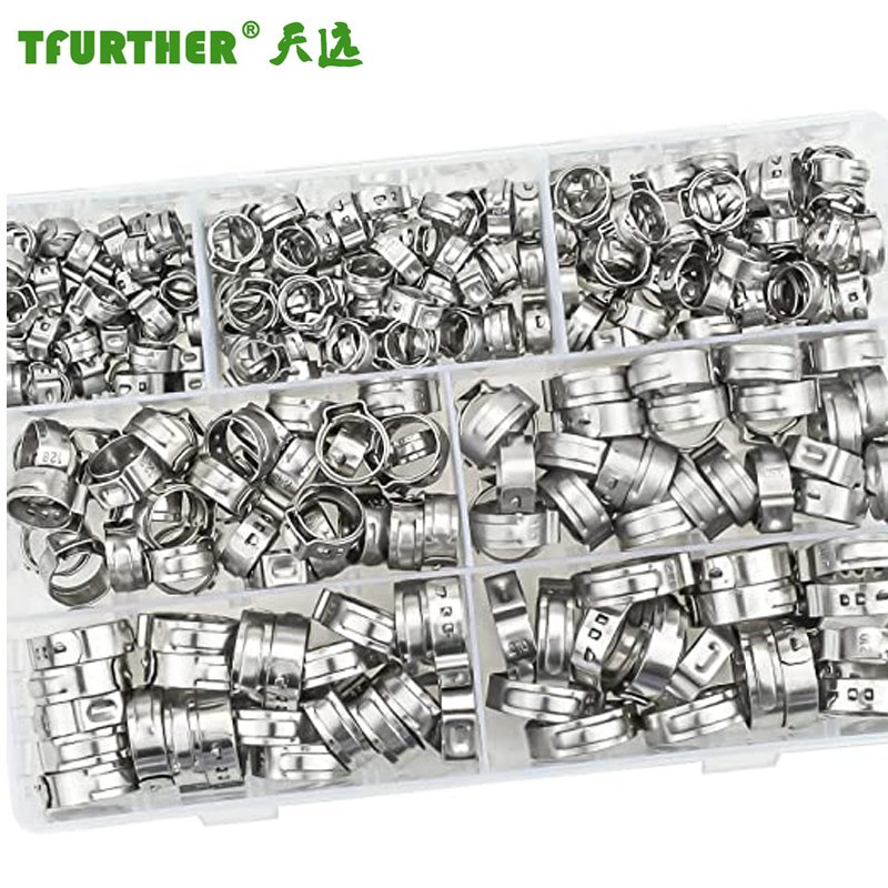 Stainless Steel flexible one ear hose clamp for pex pipe Single tube ear clamp for plastic pex pipe fittings