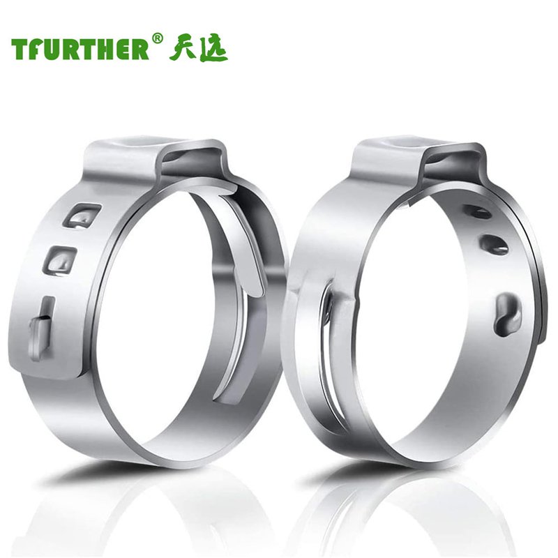 Stainless Steel flexible one ear hose clamp for pex pipe Single tube ear clamp for plastic pex pipe fittings